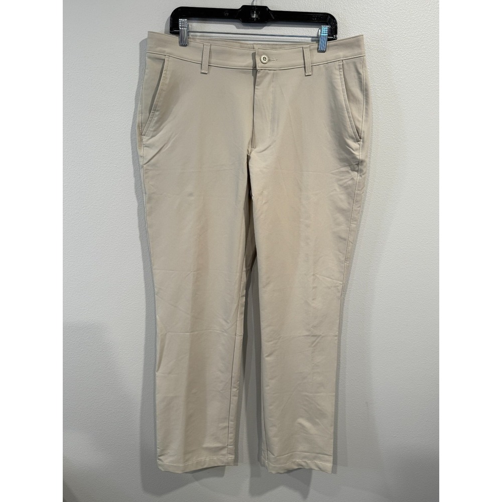 Under Armour Golf Pants Men's‎ 36/32 Beige Straight Leg Flat Front Slash Pocket